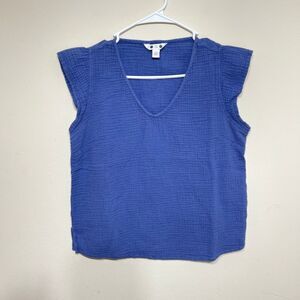 Three Dots Periwinkle Cotton Gauze Top XS Women